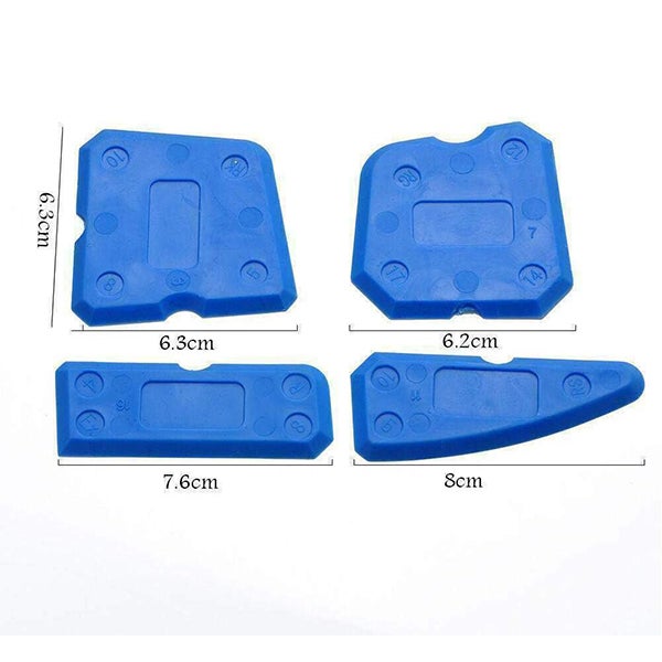 Kit de herramientas para calafateo, herramientas selladoras de silicona, herramienta para quitar calafateo, 4 Uds. (azul) - 2