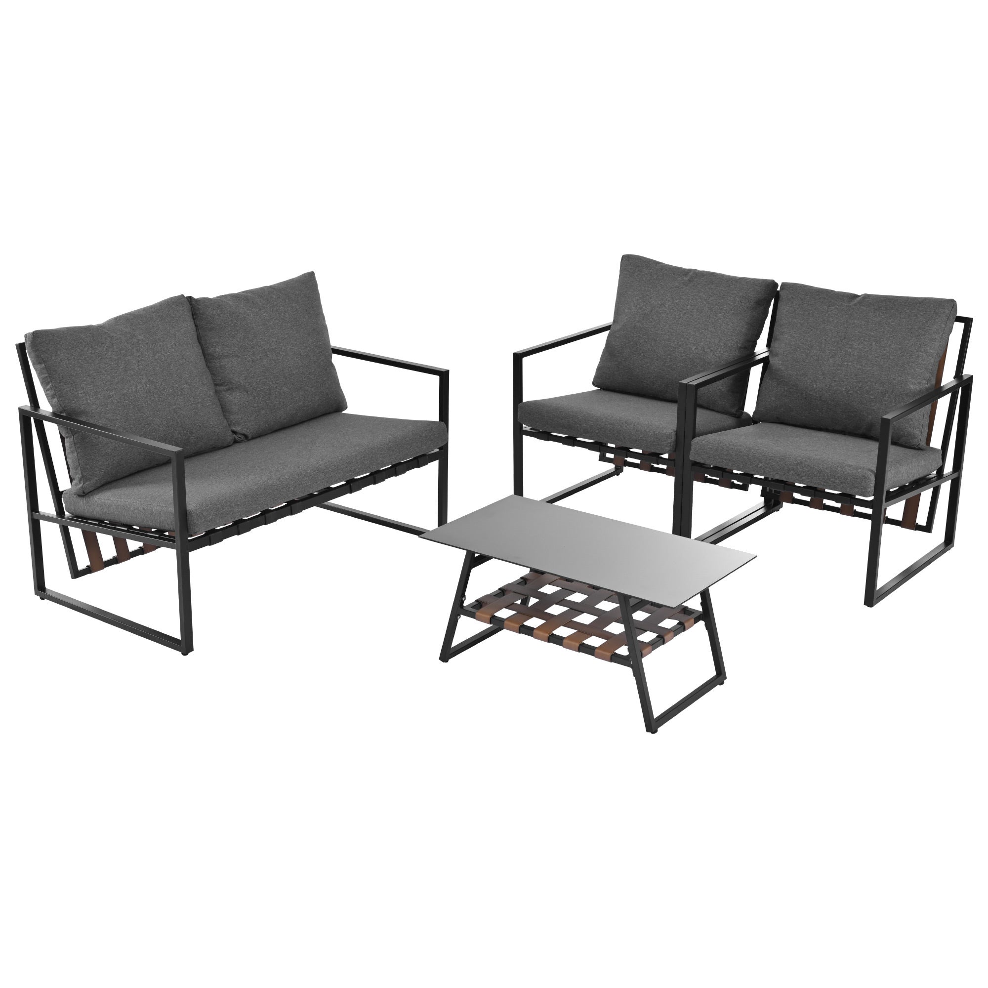 Salon de jardin en Plastique Noir 4 personnes - 7