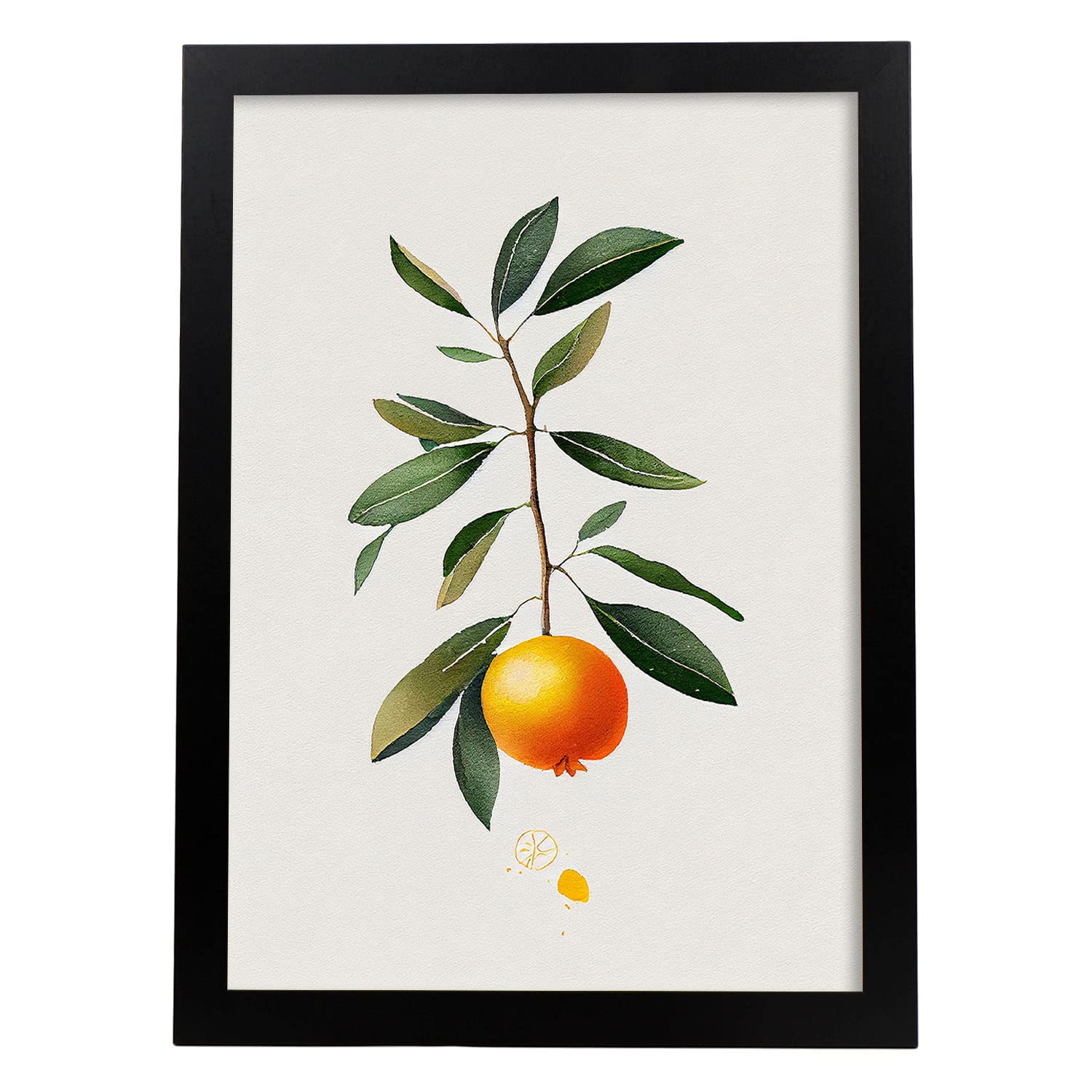 Nacnic poster de kumquat a todo color ilustraciones de frutas verduras y comida sana en estilo acuarela diseño moderno y modelo 1 a4 con marco negro