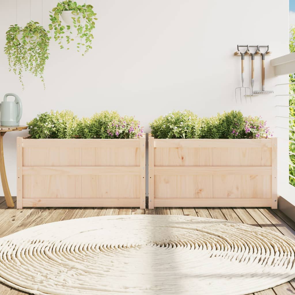 Lot de 2 Jardinières - Bac à Fleurs - Pot De Fleurs bois de pin massif n2218l - 3