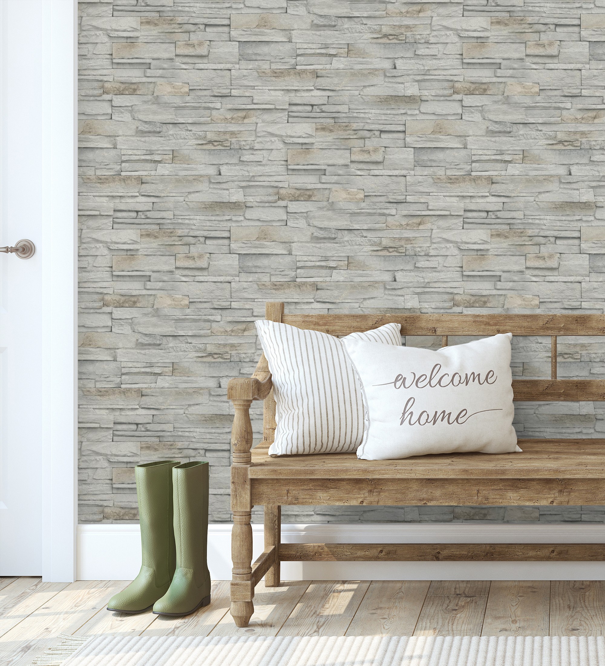 Papel pintado vinílico lavable de piedra pizarra con textura en relieve - dakota stone 682659 de gaulan - rollo de 10 m x 0,53 m