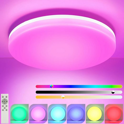 ZMH Lampa sufitowa LED 22 cm, 18 W, kątowa, IP54, do łazienki, sypialni i kuchni