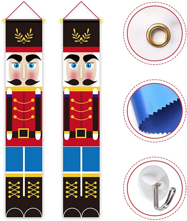 Striscioni natalizi Schiaccianoci, decorazione per porta d'ingresso, veranda, casa, giardino, cortile, porta, interni o esterni, festa per bambini, mo - 2