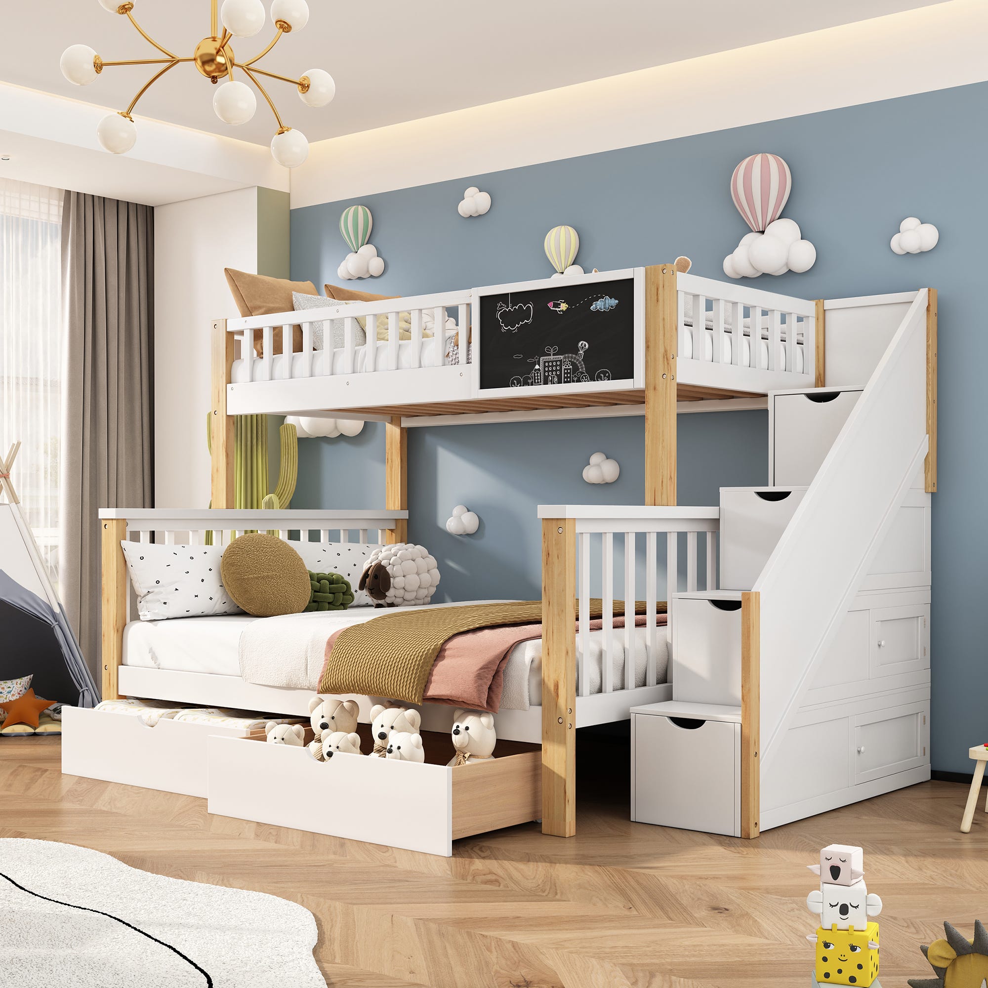 Letto A Castello Per Bambini In Legno Massello 90x200 Cm Con Cassetti Portaoggetti Separabile In 2 Letti Singoli Letto A Castello Per Bambini In Legno Massello 90x200 Cm Con Cassetti Portaoggetti Separabile In 2 Letti Singoli
