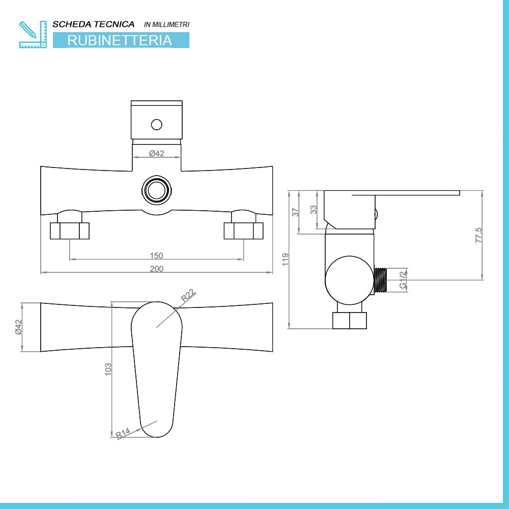 Mitigeur de douche extérieur en nickel noir satiné avec kit de douche | Lizzy - 2