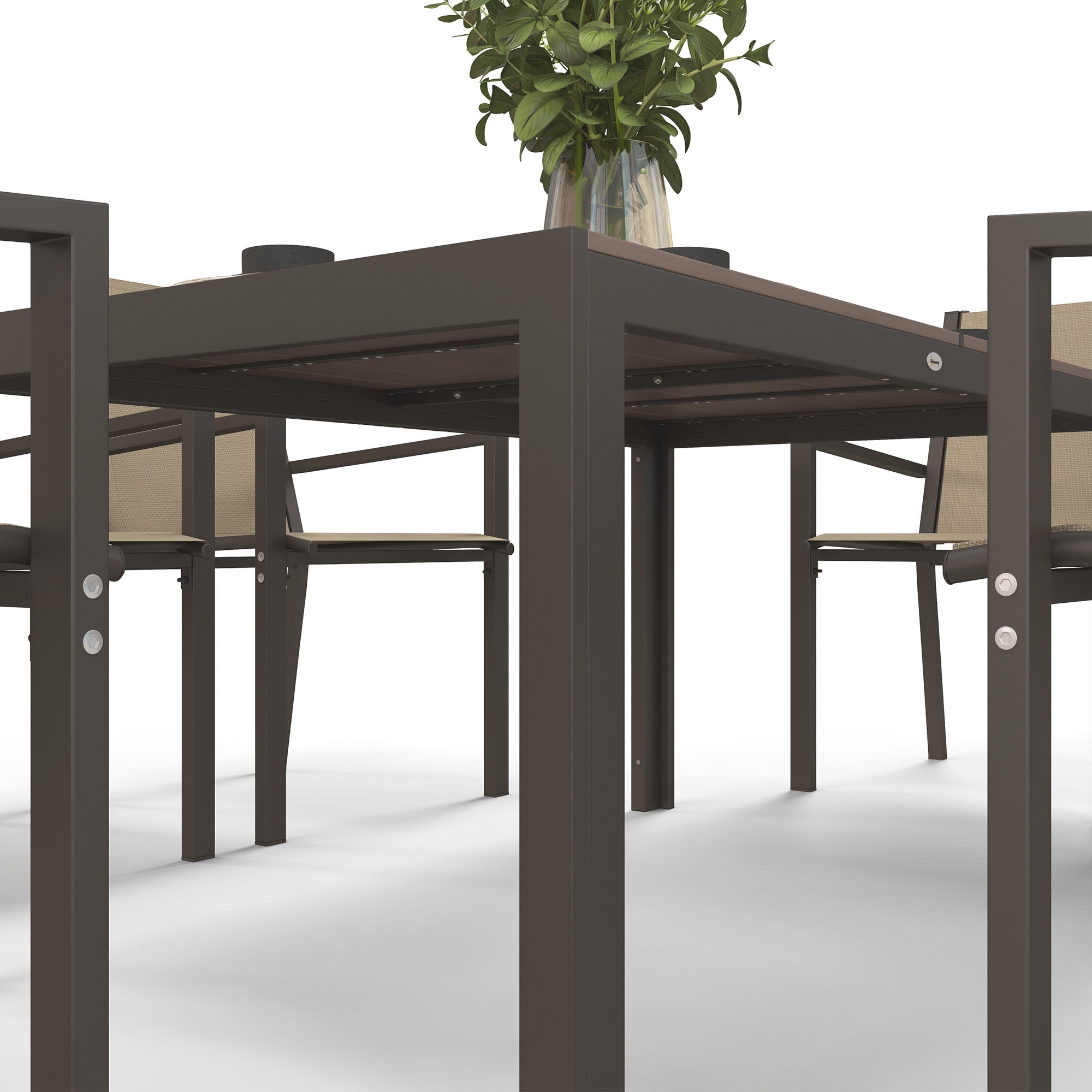 Conjunto de Jardín Outsunny Acero, Textilene Caqui 150x90x73 cm - 4