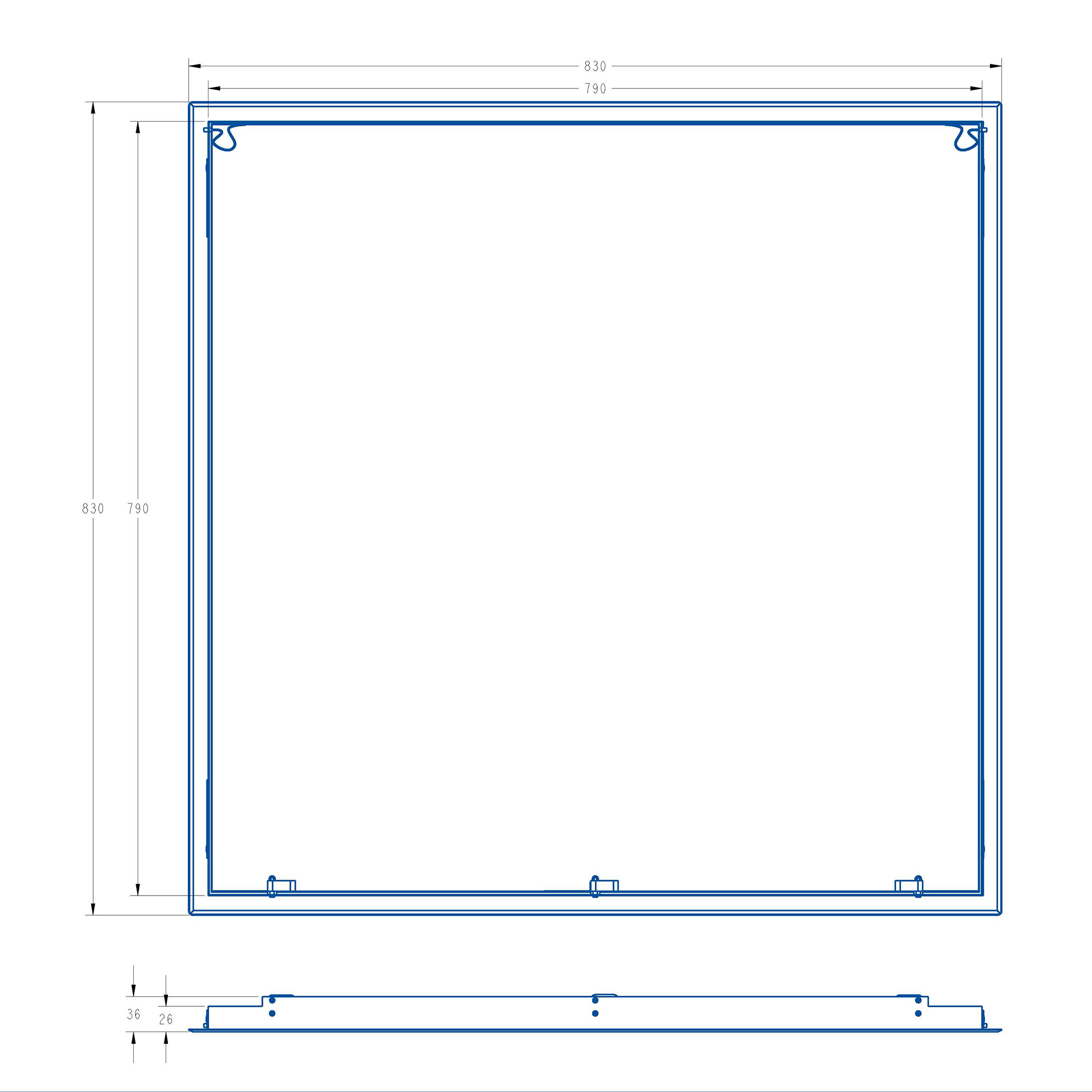 Trappe de visite encastrable 800x800 mm en acier galvanisé, finition blanche avec ouverture/fermeture par pression NOYON & THIEBAULT - 5