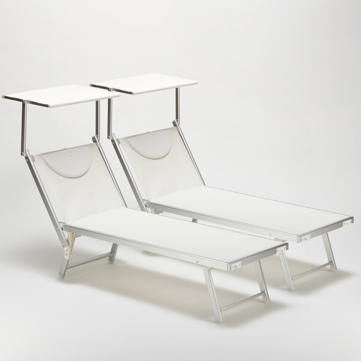 2 Lettini spiaggia mare prendisole professionali in alluminio Santorini - Bianco - 5