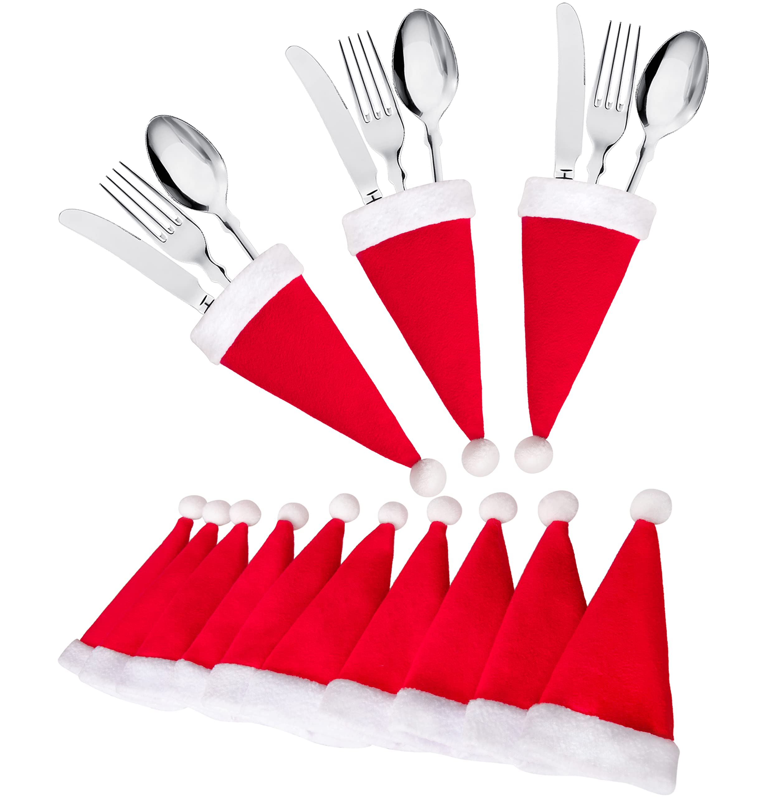 Umorismo Set 24 Mini Cappelli E Sciarpe Natalizi - Decorazioni Per Tavolo, Bottiglie E Posate Per Natale