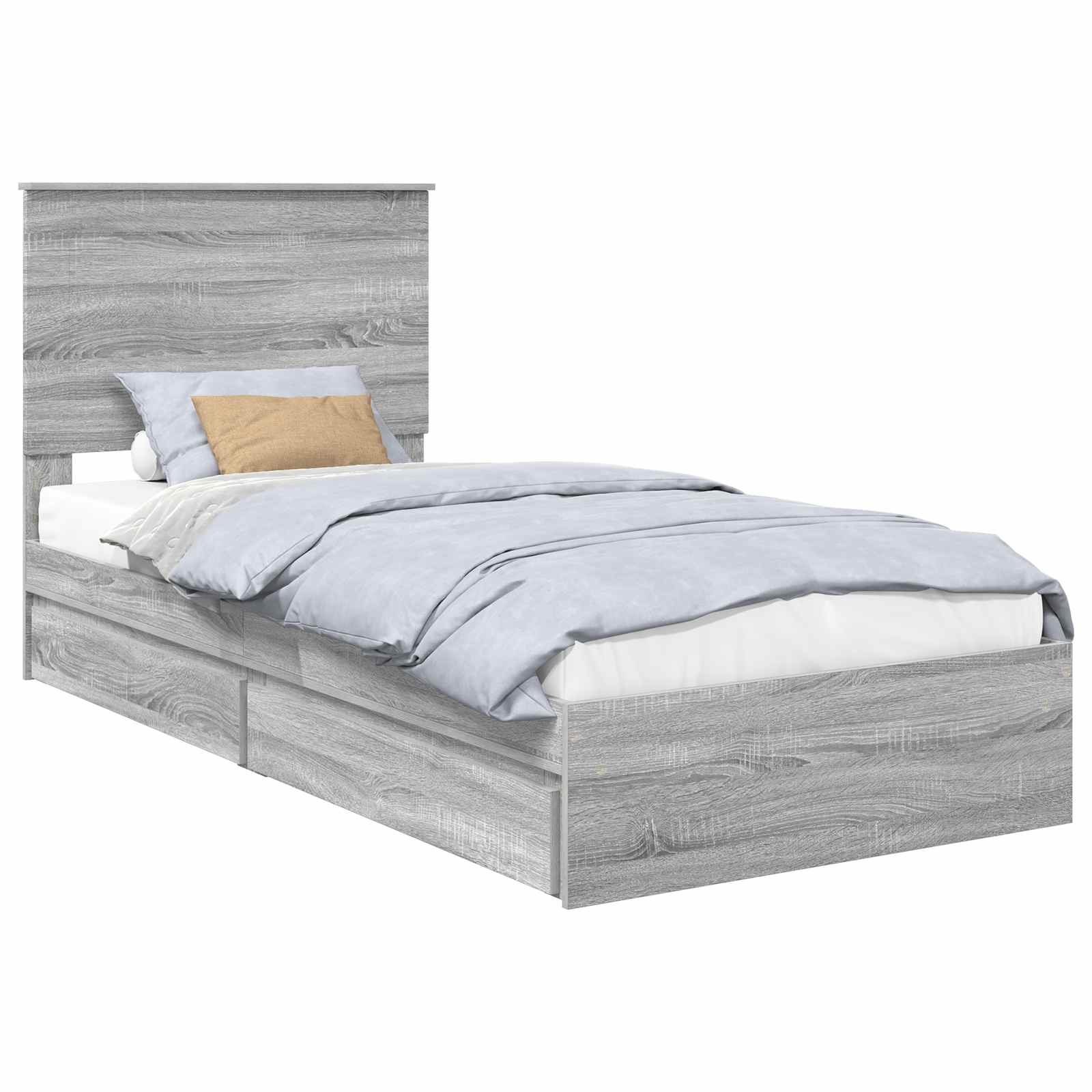 Lit de rangement gris 75 x 190 cm en panneau de bois - 2