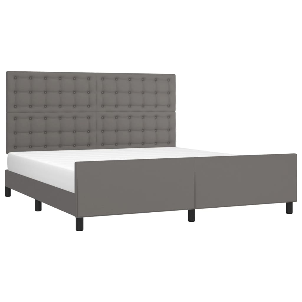Cadre de lit sans matelas, gris, 160 x 200 cm, similicuir - 3