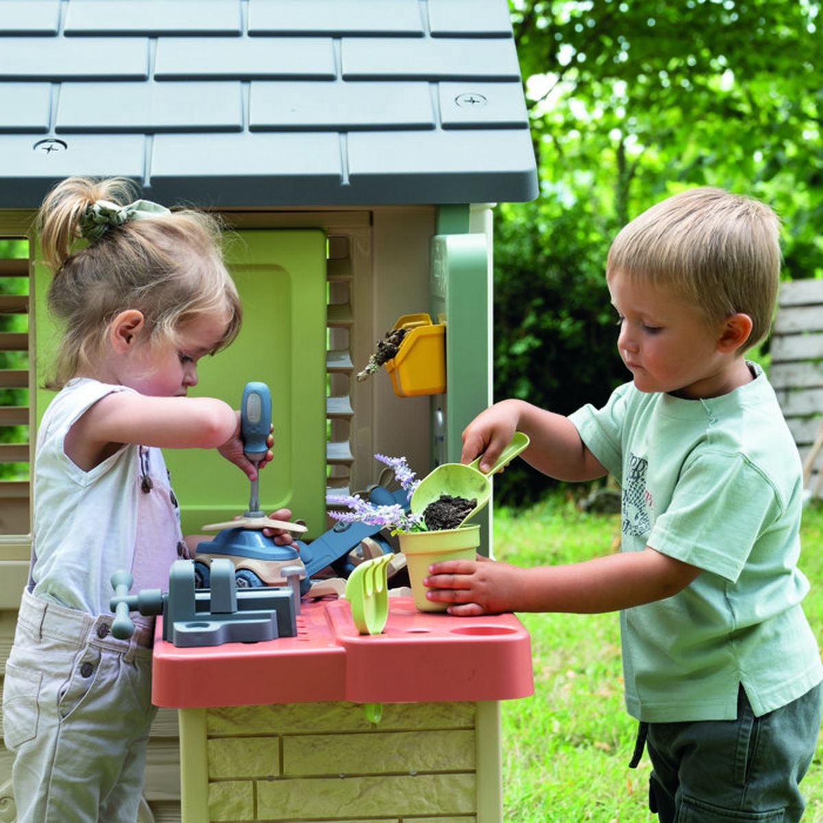 Smoby Life - Maison Nature + Atelier - Fabriquée en France - Matiere Recyclée - 39 accessoires - Des 2 ans - 5