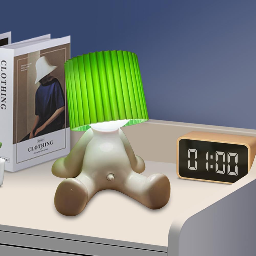 Zabawna lampka stołowa LED, lampka nocna Shy Man, lampka stołowa ładowana przez USB, ciepłe światło, prezent dla rodziny i przyjaciół (zielona)