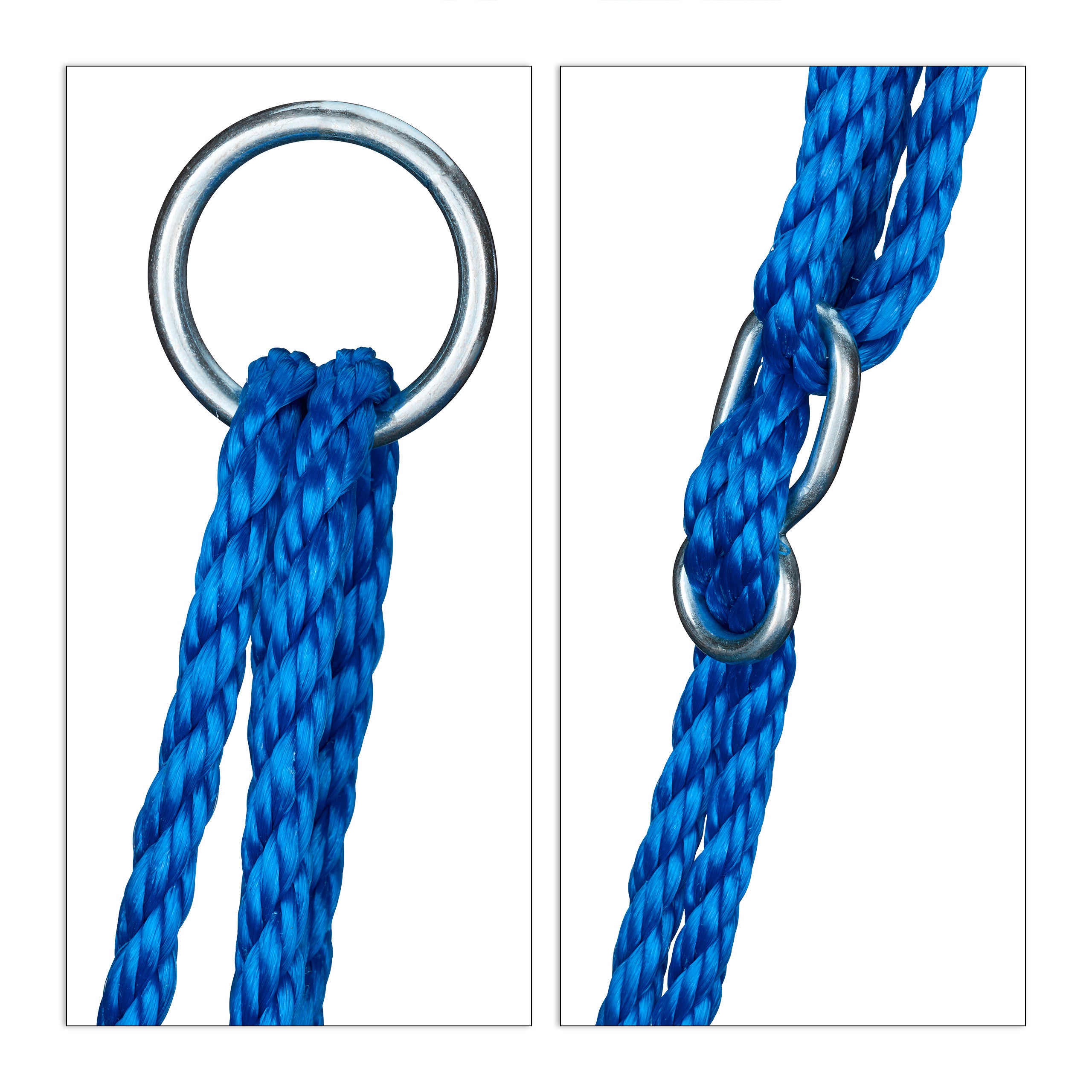 Balançoire nid d'oiseau rond 110 cm à suspendre enfant adulte jardin extérieur Ø 110 cm, 100 kg, bleu, Relaxdays - 7