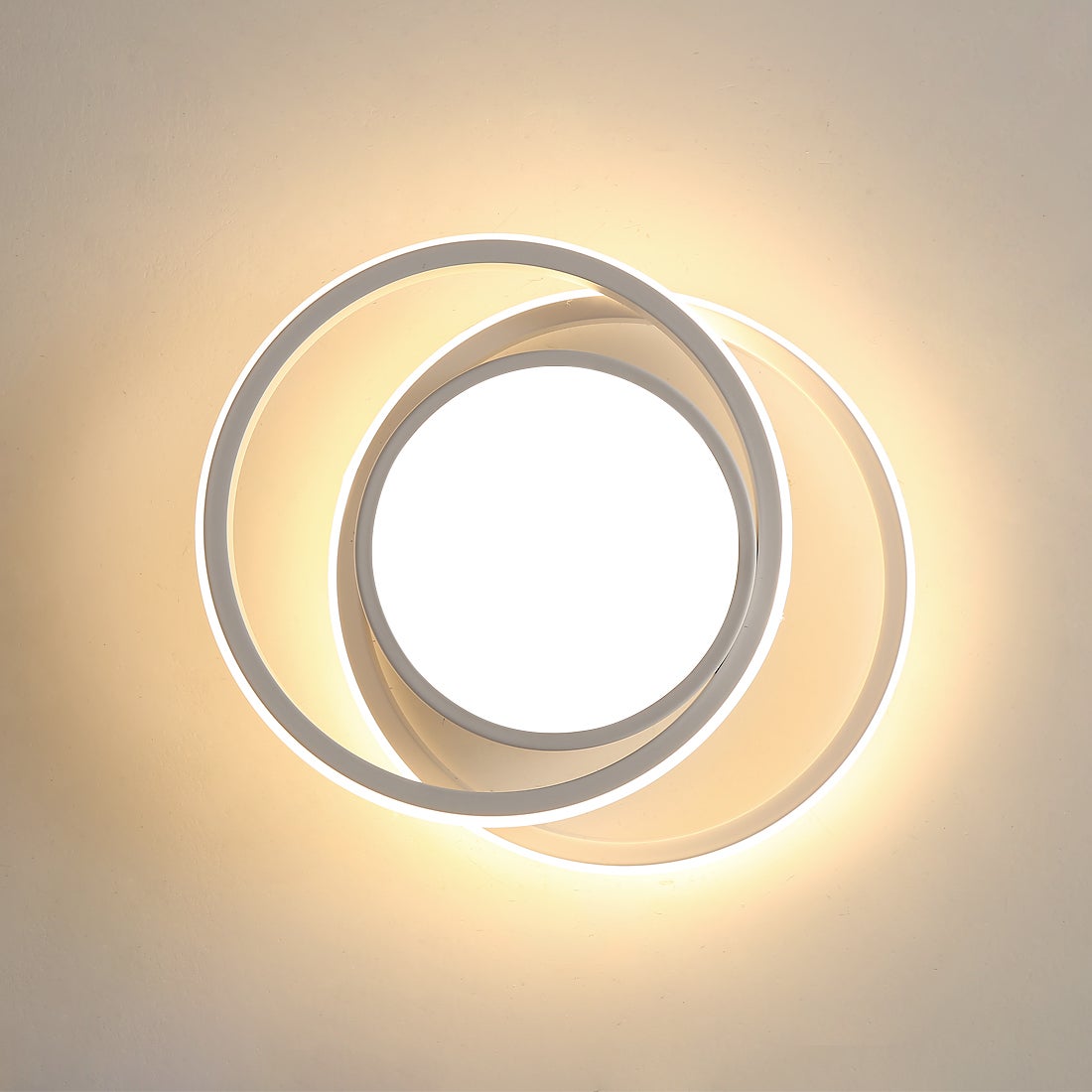 GOECO Lámpara de Techo LED Moderna, Lámpara de Techo Redonda, Blanco Cálido 3500K 32W 2500LM, Lámpara de Techo para Dormitorio Pasillo Cocina Balcón, - 9