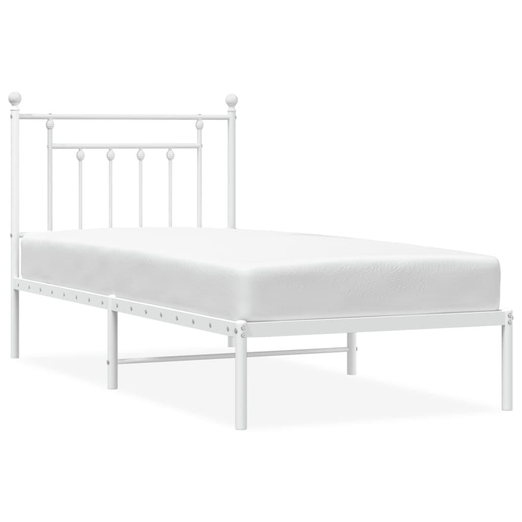 Lit 1 personne 90x200 cm en métal laqué blanc avec sommier Lit 1 personne 90x200 cm en métal laqué blanc avec sommier
