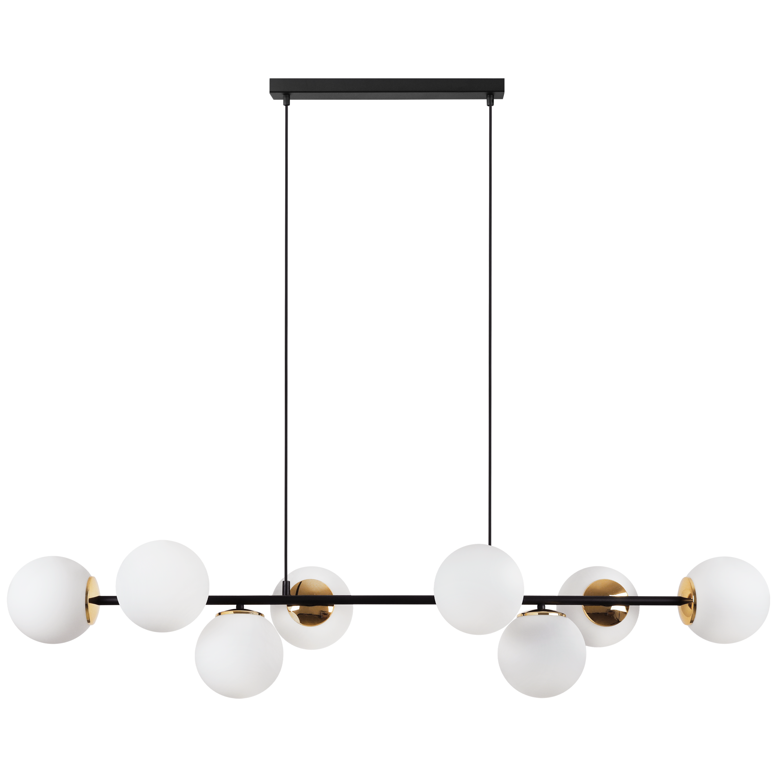 Lampa sufitowa wisząca Siena czarna modern 8xE14 klosz kula biały/złoty Light Home LH