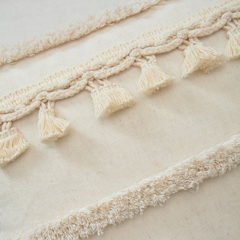 Taie d'oreiller décorative tuftée, housse de coussin de salon, de chambre à coucher, taie d'oreiller taille blanc cassé, 30*50cm (sans noyau) - 6