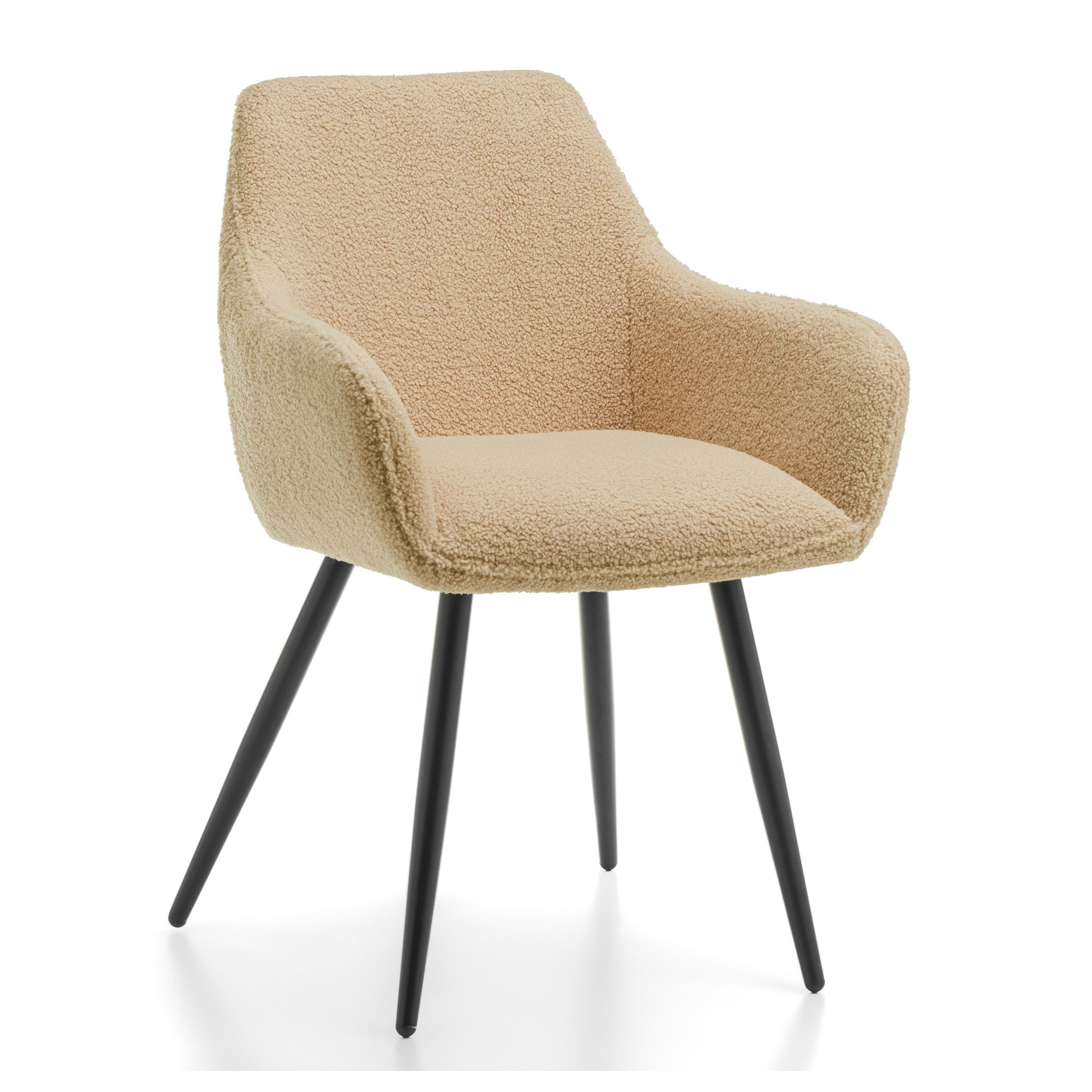 Krzesło tapicerowane tkanina teddy BOUCLE ciemnobeżowe