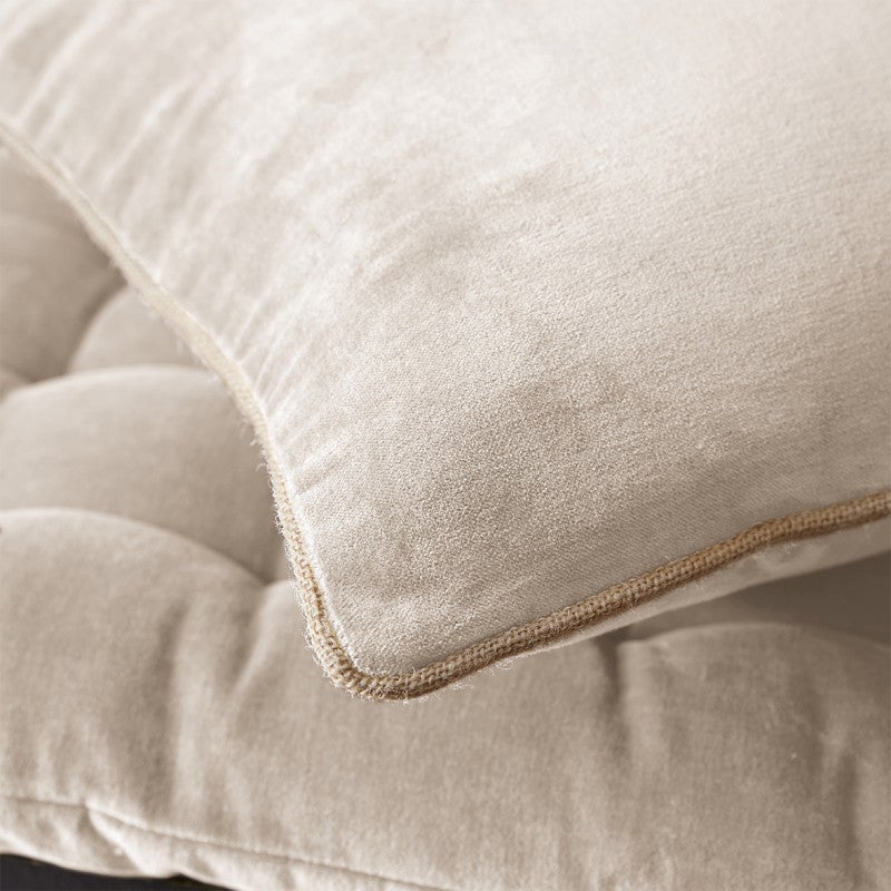 Coussin 45 x 45 cm velours de coton écru et jute - MIRABEL - 3
