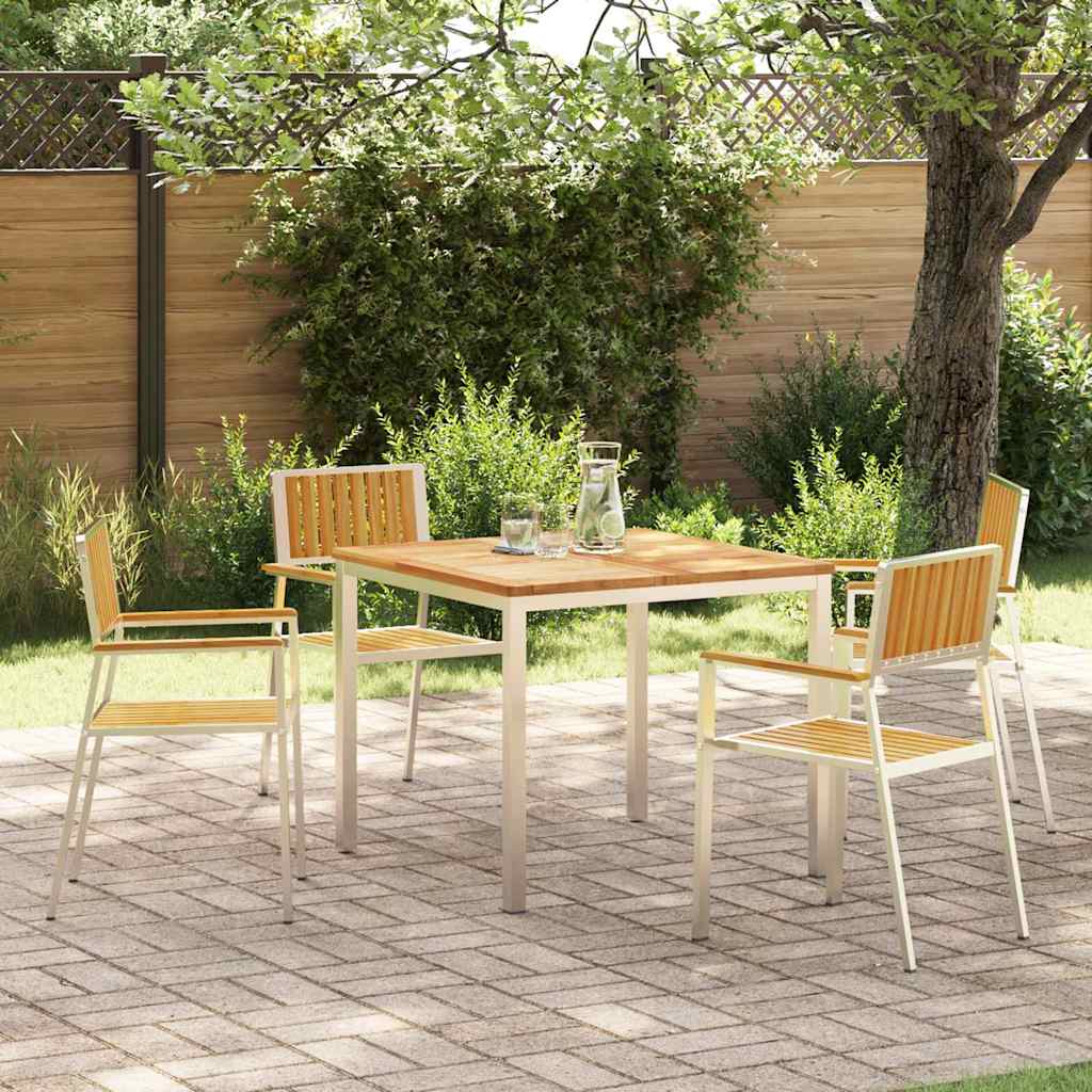 Juego de comedor para exteriores 5 pcs Madera de teca maciza | Leroy Merlin