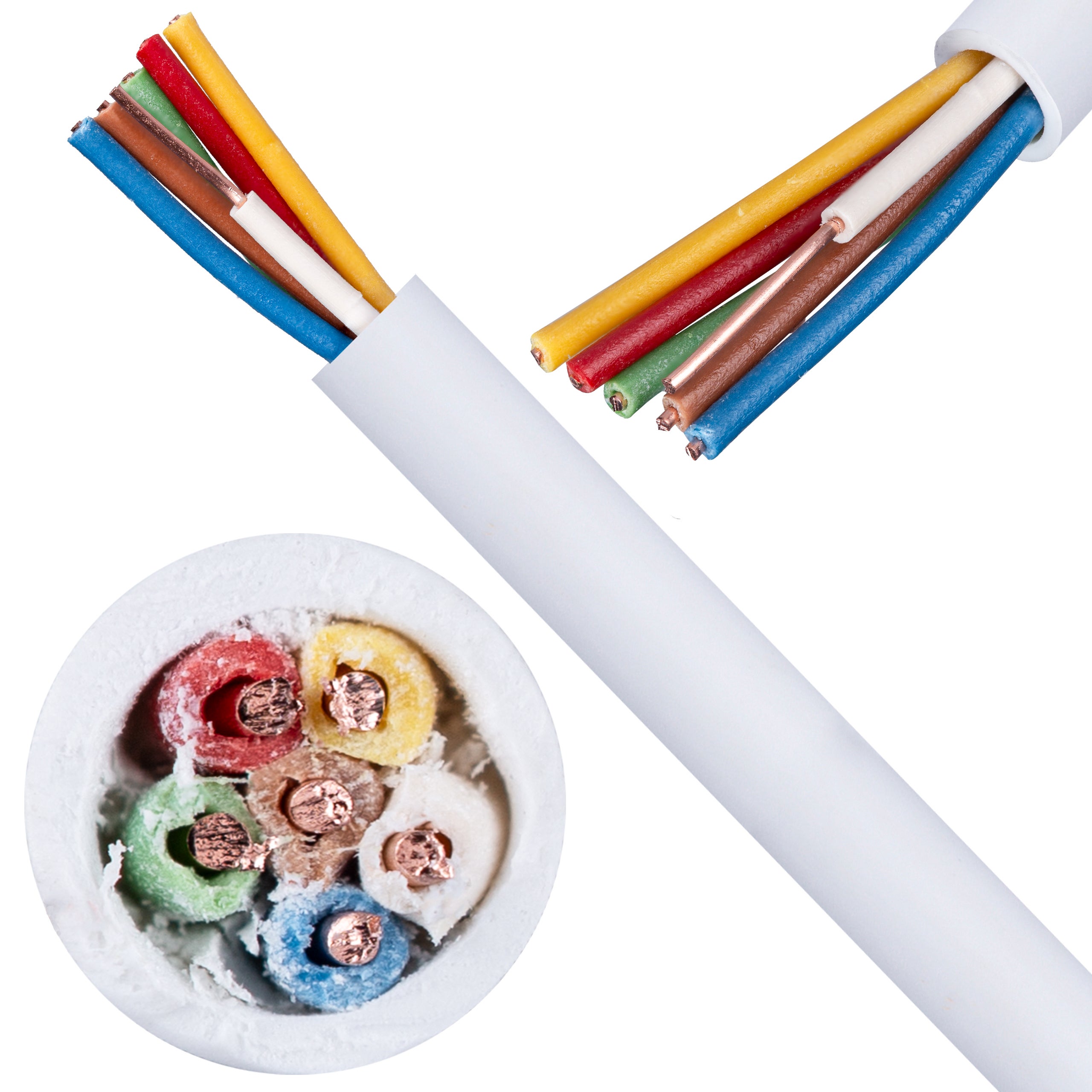 Kabel alarmowy YTDY 6x0,5mm biały 100V domofonowy drut Mercor 50m