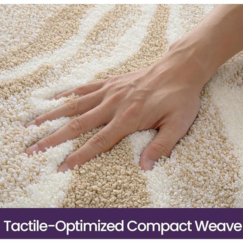 Tapis Salle de Bain Antidérapant 5080cm , Super Absorbant, Design Moderne, Lavable en Machine, pour Baignoire, Douche, Chambres, Beige - 3