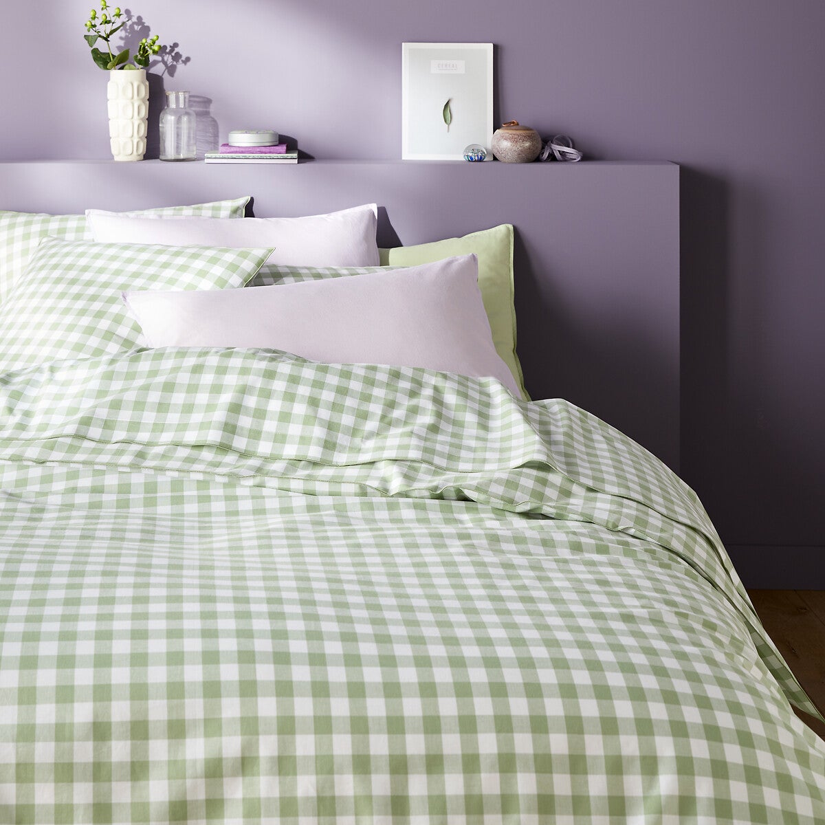 Drap-housse coton bonnet 30 cm, Veldi vert - Vert - 160 x 200 cm - 2