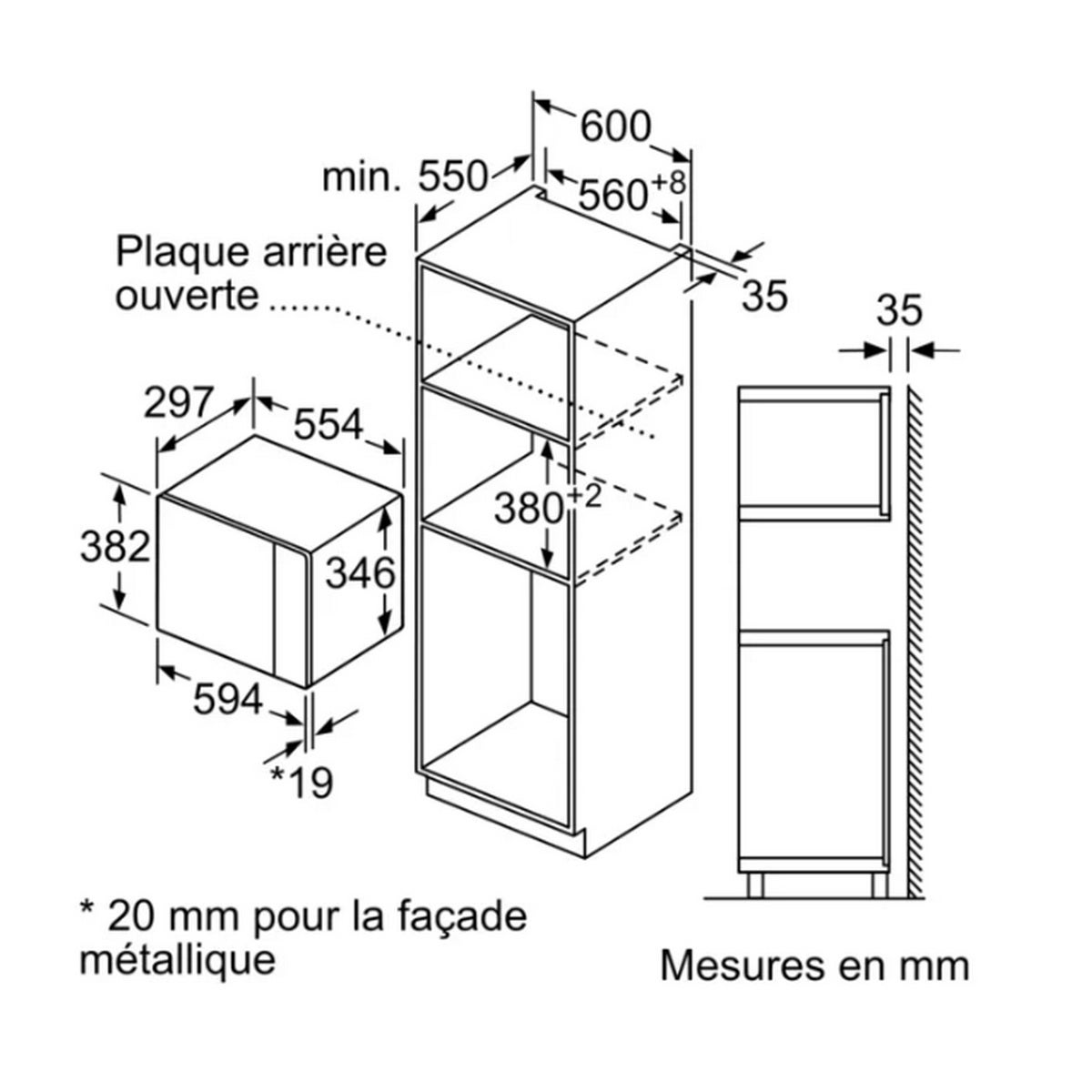 Four à micro-ondes encastrable Bosch Serie 4 BFL523MS0 20 L 800 W Acier inoxydable noir - 7