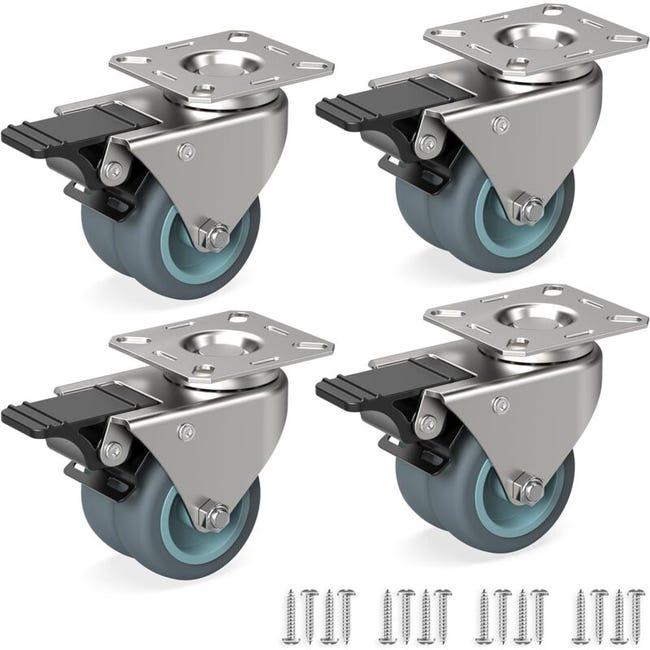 Lot de 4 roulettes silencieuses pour poussette bébé : roulettes Lot de 4 roulettes silencieuses pour poussette bébé : roulettes