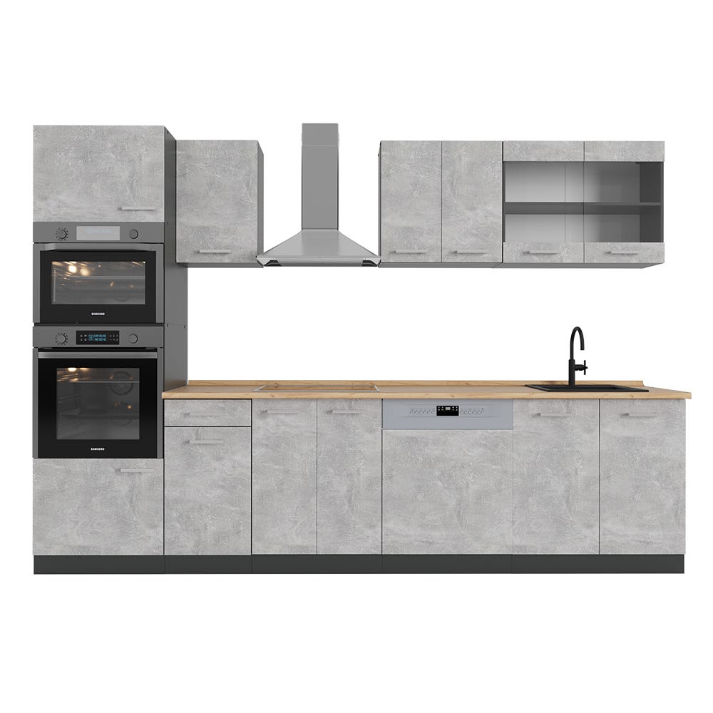 Cuisine R-Line, 300 cm PT Anthracite, Noir Béton/Anthracite, Vicco Cuisine R-Line, 300 cm PT Anthracite, Noir Béton/Anthracite, Vicco