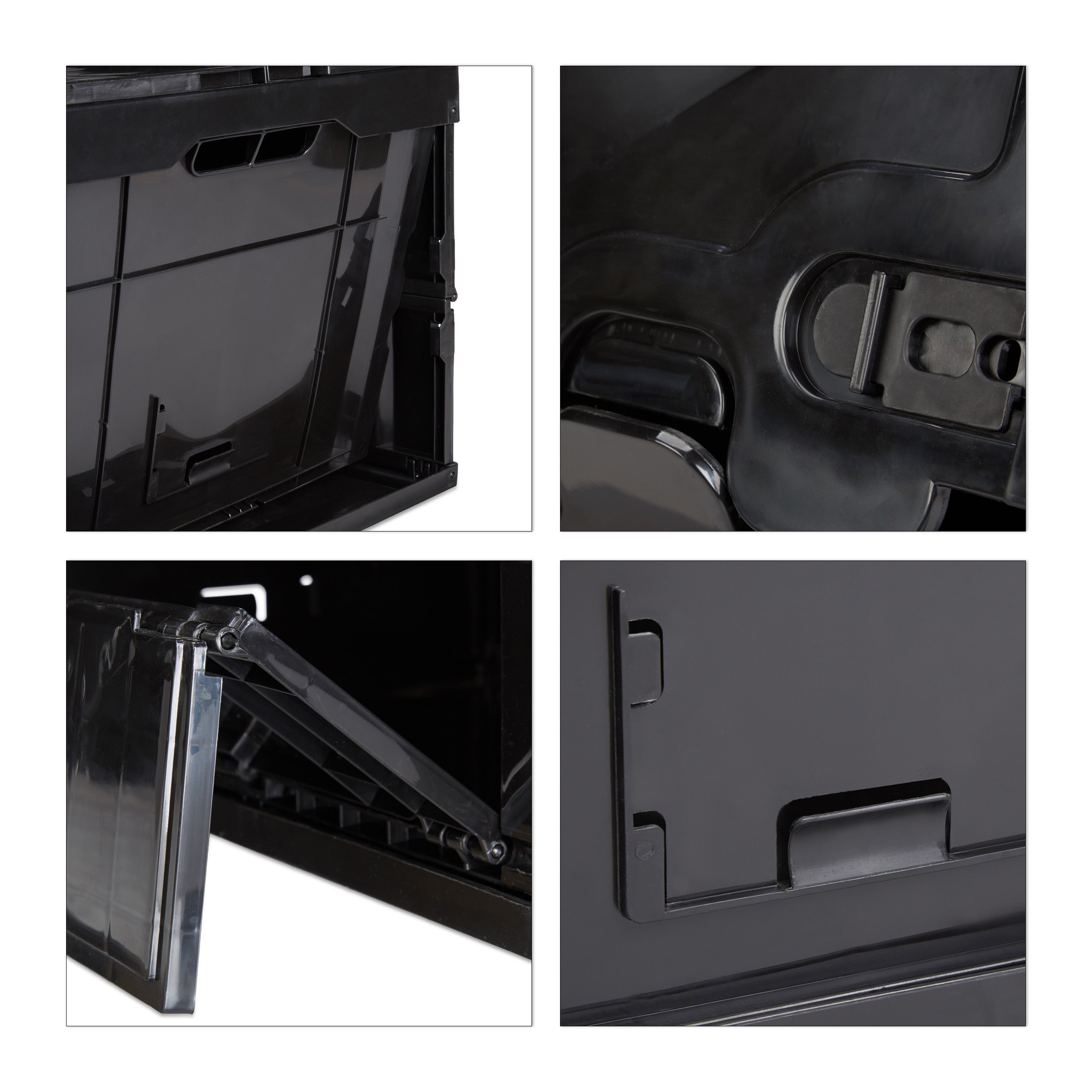Boîte de transport, lot de 4, stable, pour commerce, de qualité 60 litres HxlxP 32,5x58,5x39,5cm, noir - 7
