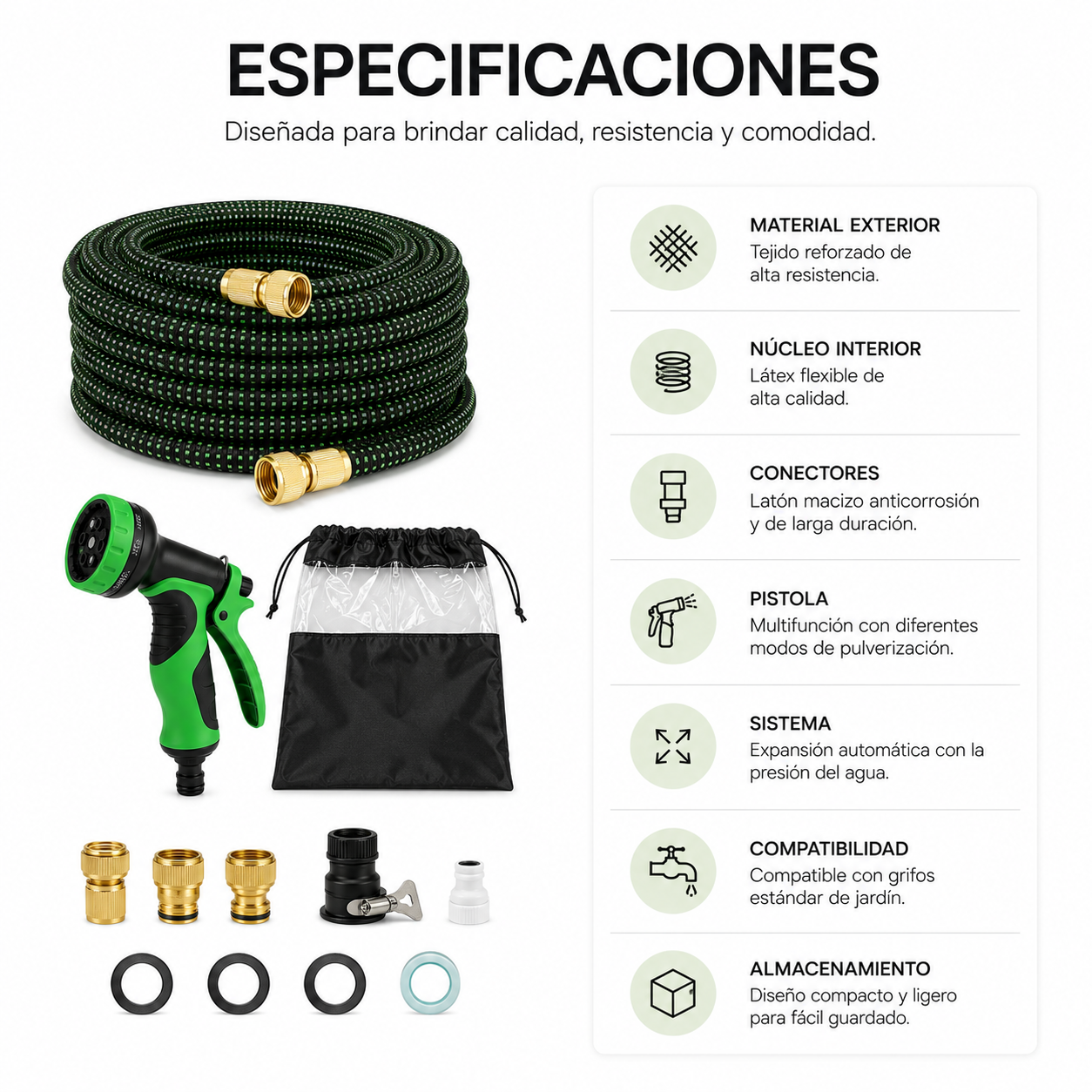 Manguera Extensible De Jardín 30 m Con Pistola Multifunción - 6