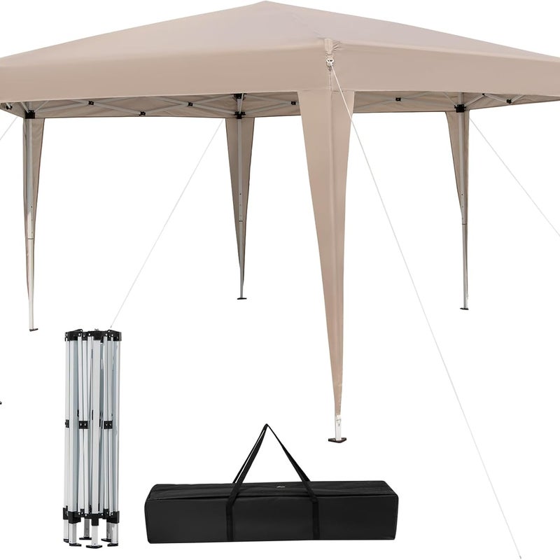 Składana Altana dla 6-8 Osób, Namiot Ogrodowy Typu Pop-Up 400 x 348 cm, o Regulowanej Wysokości, z Kołkami do Mocowania w Ziemi i Linami Wiatru