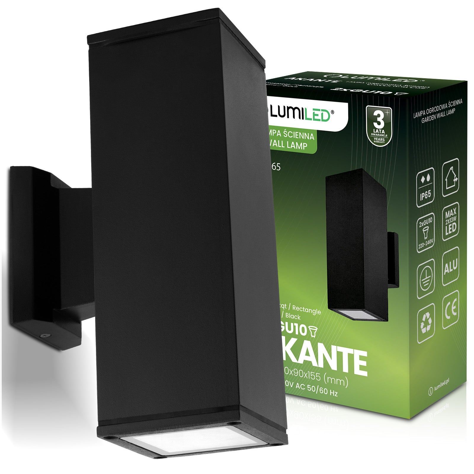 Lampa Ogrodowa Lumiled Zewnętrzna Kinkiet Elewacyjny GU10 LED IP65 1 szt.