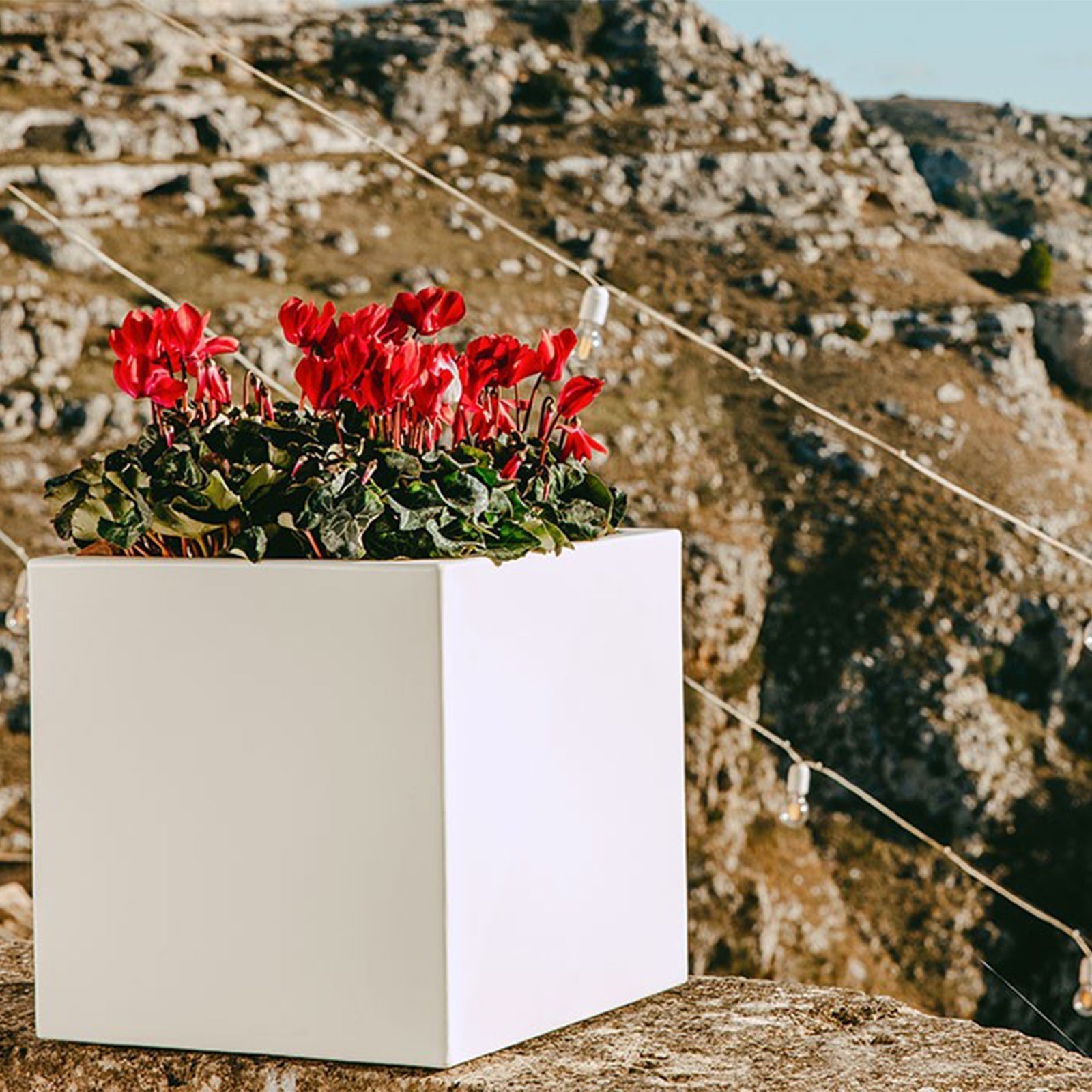 Pot de Fleur Anthracite en résine 40x40 cm hauteur 80 cm mod. Cube Top - 4