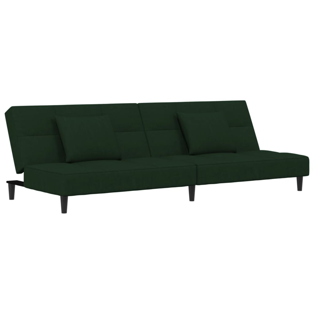 Sofá cama de 2 plazas moderno | cama para adulto con dos almohadas terciopelo verde oscuro cfw42458