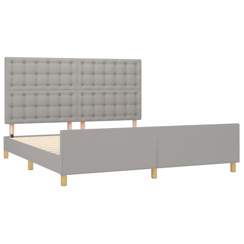 Cadre de lit sans matelas gris clair 160 x 200 cm en tissu - 4