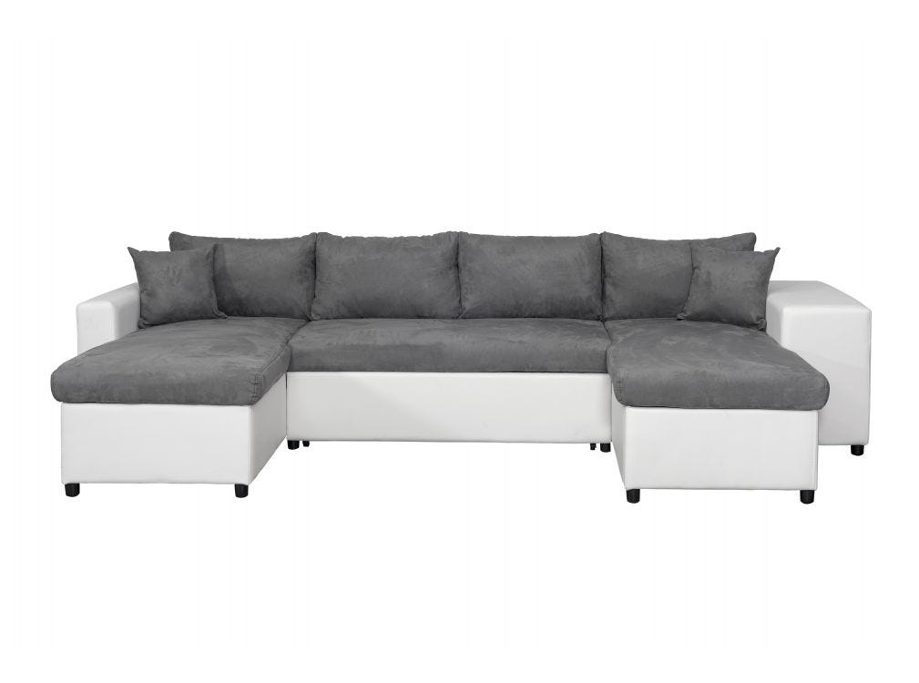 Canapé d'angle panoramique OSLO convertible avec coffres et poufs en ...