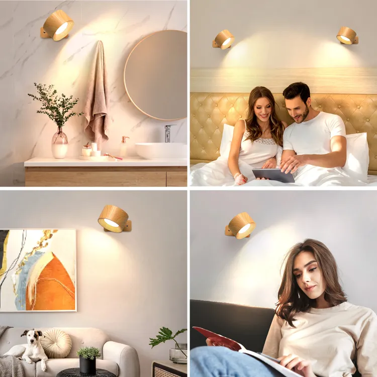 Lot de 2 appliques murales avec 3 températures de couleur et télécommande, lampe de lecture sans fil, veilleuse tactile à intensité variable, Beige - 3