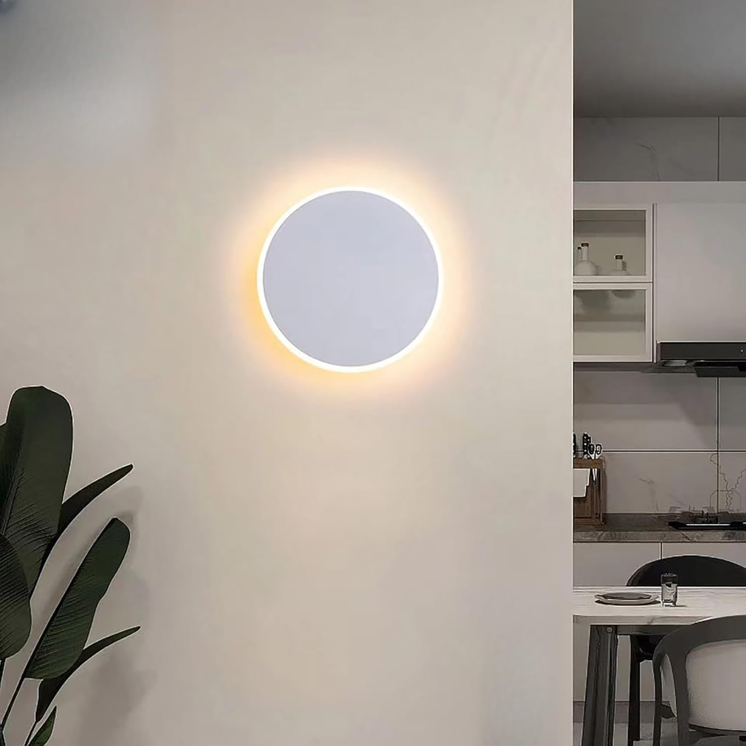 Nordycka, okrągła lampa ścienna LED z dotykowym włącznikiem, prosta, 30 cm x 3,5 cm (biała), trójkolorowa ze zmianą barw