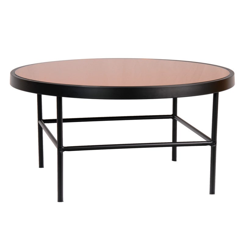 Table basse ronde 80 cm en verre cuivré et pieds métal - GILO 1785 ...