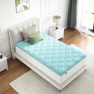 Novilla Surmatelas 90x190 Cm - 5 Cm D'Épaisseur En Mousse Bambou Respirante, Ultra Confortable Et Rafraîchissant, Antidérapant Avec Bandes Élastiques