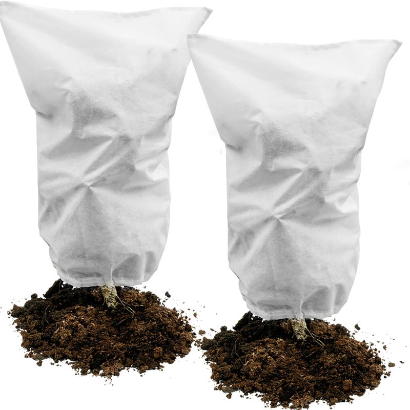 Osłona na rośliny zimowa, 2 sztuki, biała, 80x120 cm, mrozoodporna, z zamkiem błyskawicznym i ściągaczem