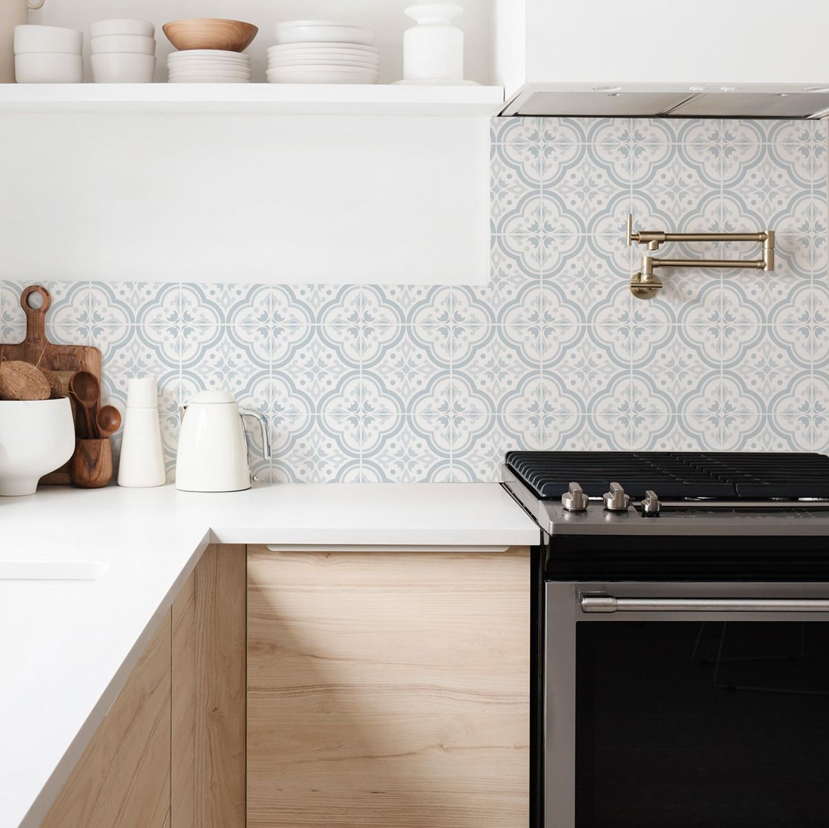 Papel adhesivo cocina azulejos lisbona azul y blanco lavable y removible - 1 rollo 50x300 cm - decochic