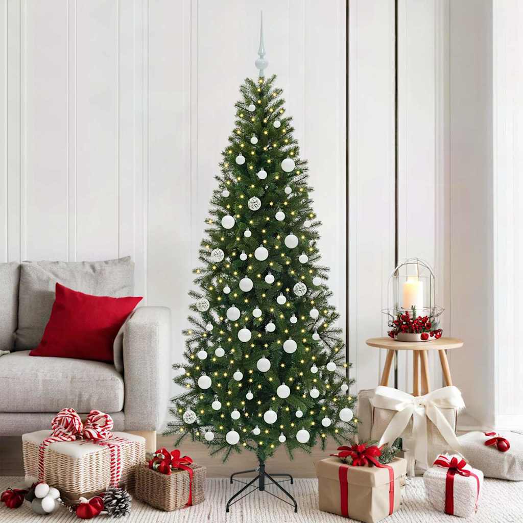 Sztuczna choinka z 300 diodami LED Zielony 180 cm PE i PVC