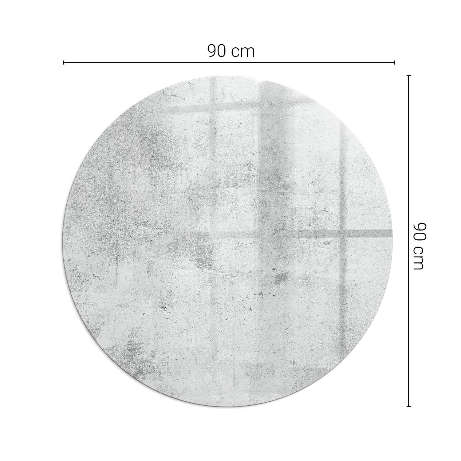 Okragła podkładka na podłogę ze szkła hartowanego - fi 90 cm - Tekstura surowego betonu - TULUP - 2