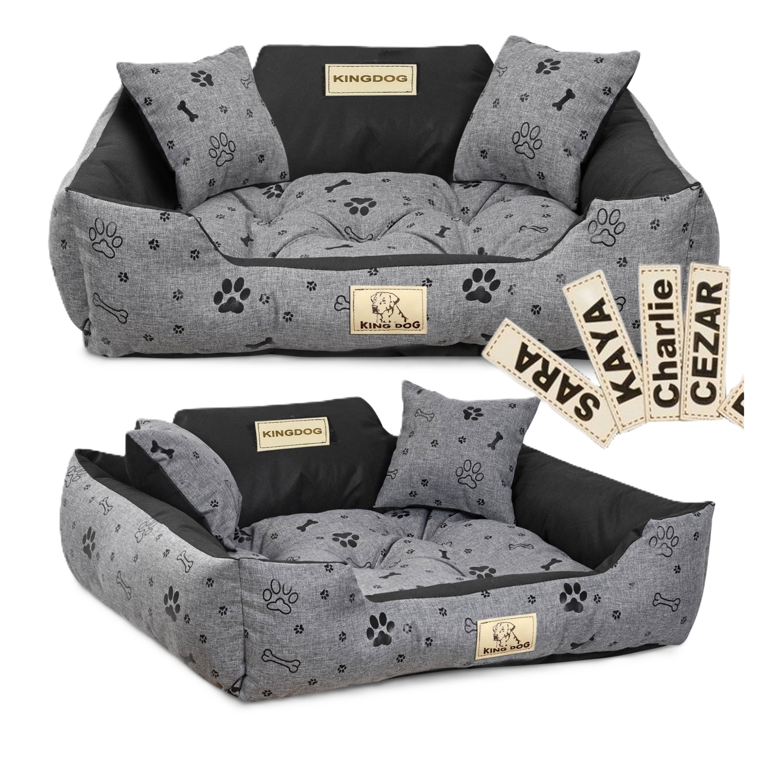 Legowisko dla psa kojec Aio Factory KINGDOG personalizowane wodoodporne wzór kości czarne 75x65 cm 1szt