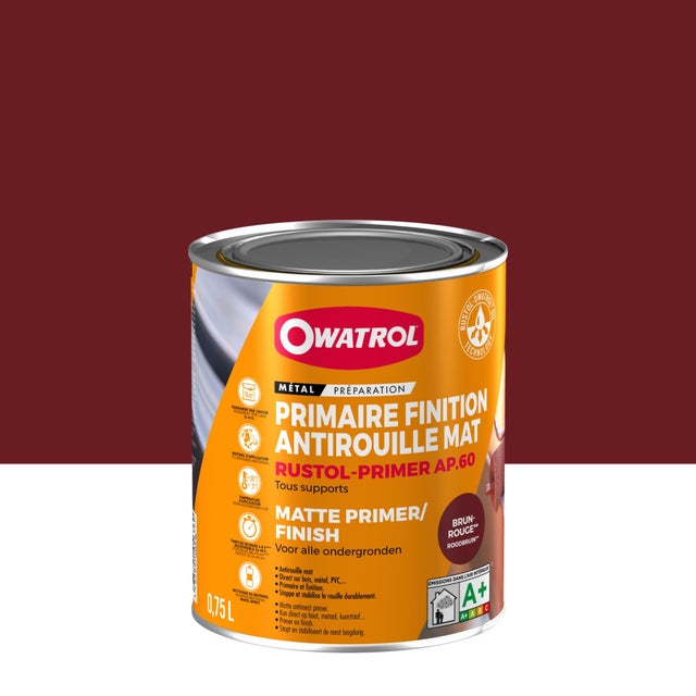 Primaire et finition mat antirouille Owatrol RUSTOL® PRIMER AP 60 Brun-Rouge (ow8) 0.75 litre