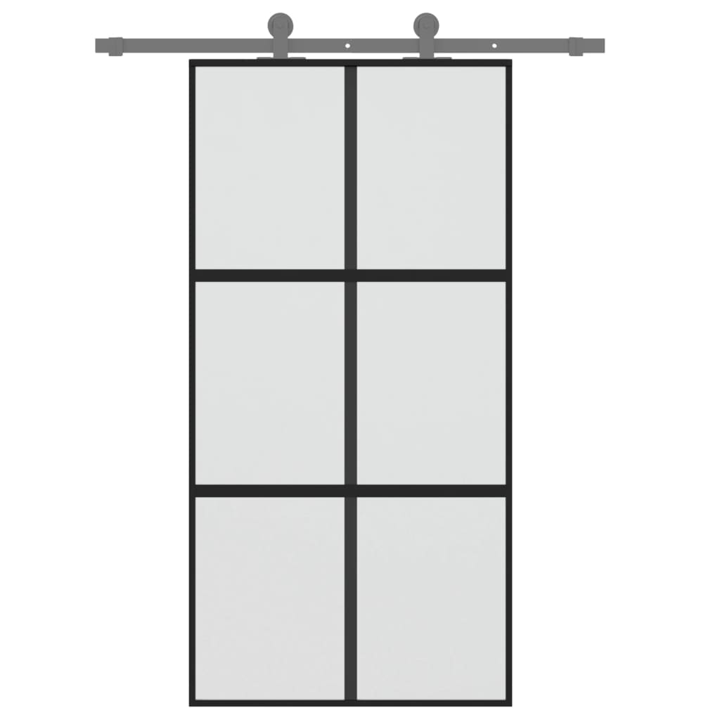 Puerta corredera | Puerta de la cocina vidrio templado y aluminio negra 102,5x205 cm CFW31196 - 3